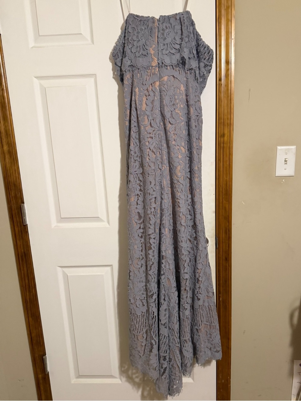 Jarlo London Adeline Maxi bandeau-style lace overlay ash gray blue size 16 - Picture 2 of 5